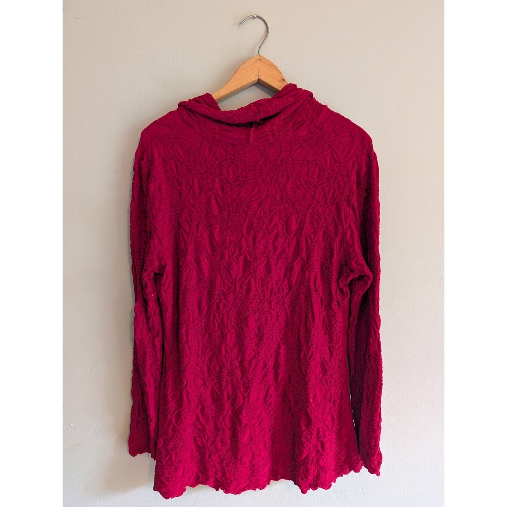 Sno Skins Top Cowl Raw Hem Stretch USA Ski Base Layer Artistic Crinkle Textured - Picture 9 of 16
